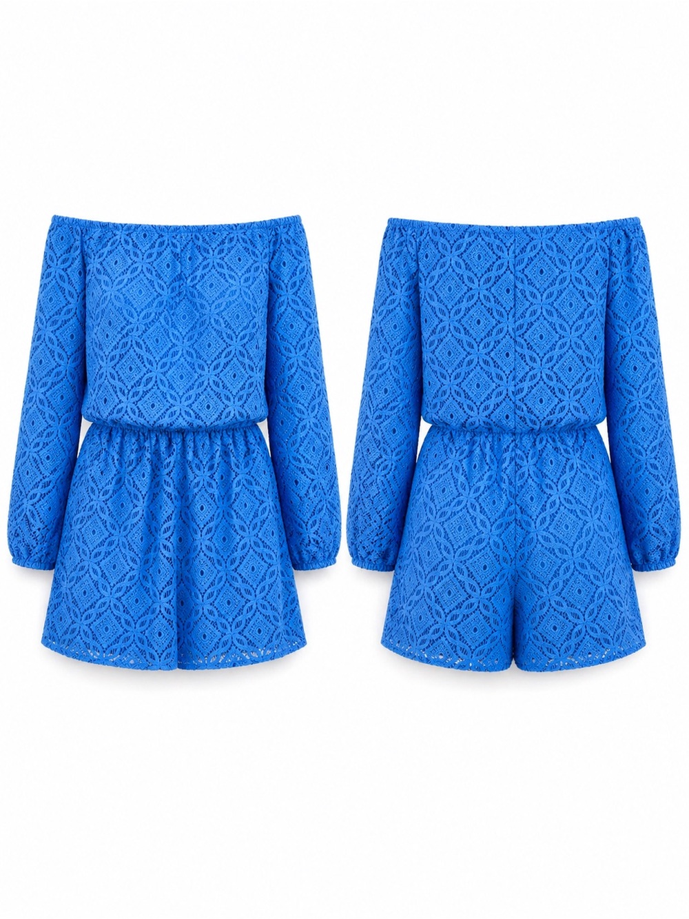 Lilly Pulitzer Lana Thistle Trellis Lace Off Shoulder Skort Romper Blue Size XS - Picture 5 of 15